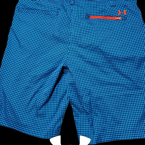 Like New Under Armour Golf DRI-FIT Blue and Black Checkered Shorts 34 - Picture 3 of 10